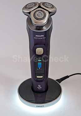 Charging the shaver via the stand.