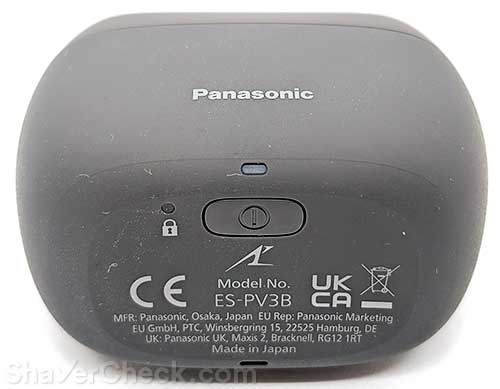 The bottom of the ES-PV3B, showcasing the battery status LED and power button.