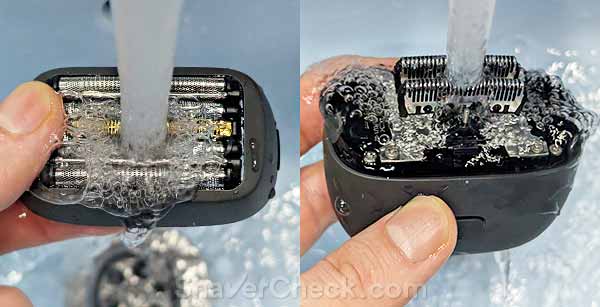 Cleaning the Palm Arc 5 with water.