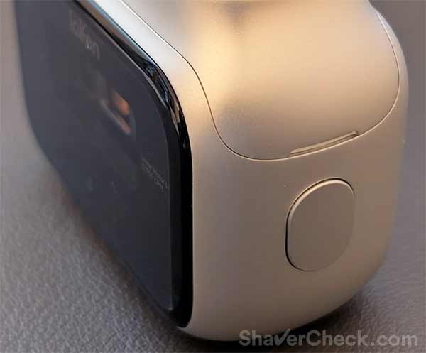 Closeup of the Laifen P3 Pro power button.