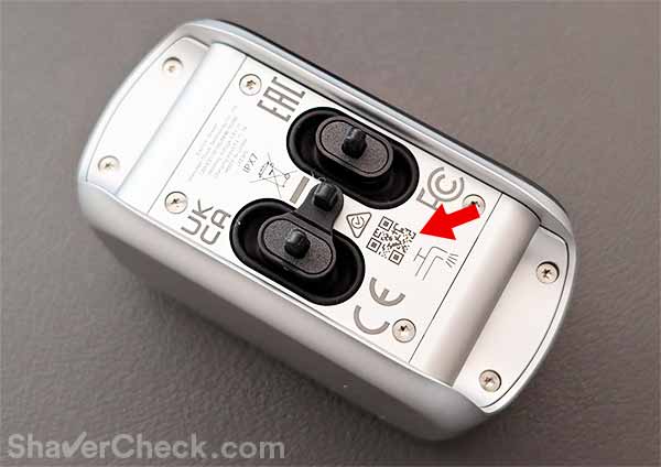 The location of the QR code under the foil head of the P3 Pro.