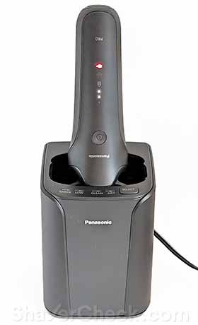 Charging the shaver via the cleaning station.