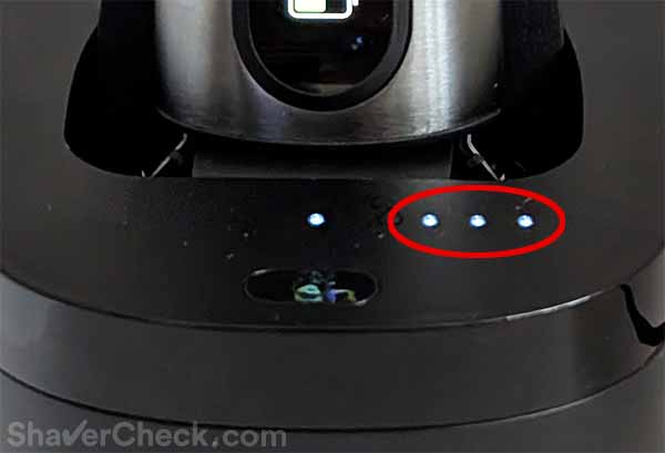 The LEDs showing the automatically selected cleaning program.